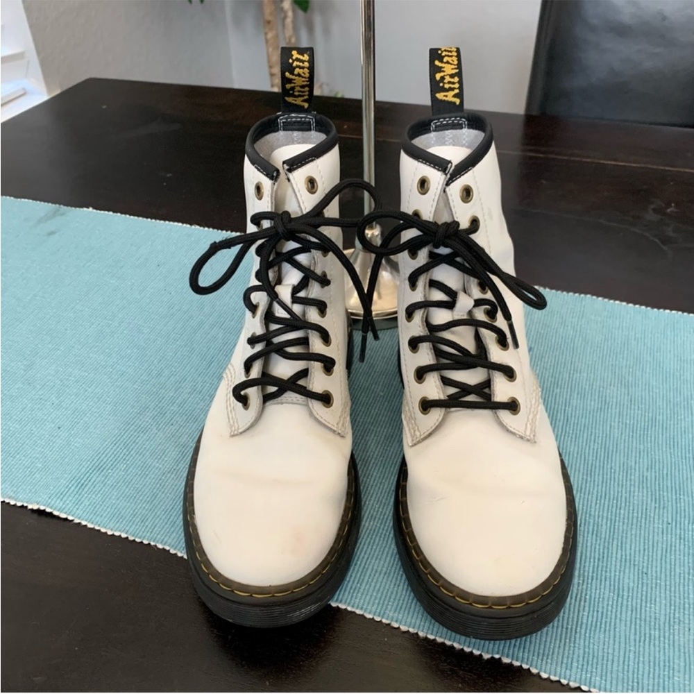 Dr. Martens white combat boots. Size 7 ladies